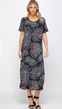 JOSTAR LONG DRESS Poly Spandex Slinky Stretch Knit TRAVEL Black S M L XL 2X 3X