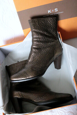 K&S Kennel & Schmenger Shearling Ankle Boots 4.5 - 37.5 Leather Bronze