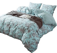 3-Piece Cotton Duvet Cover Set. 100 Cotton Percale Fabric. Real Reversible D...