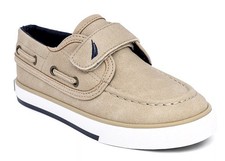 Nautica Toddler 7T Tan Navy Casual Boat Shoes Hook & Loop 🟡1-I
