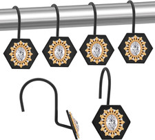 Decorative Shower Curtain Hooks, 12PCS Luxury Diamond Shower Curtain Rings, Mode