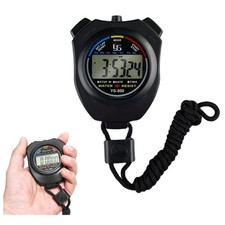 Digitale Sport-Stoppuhr ABS mit Timer, Uhr und Wecker, Schwarz