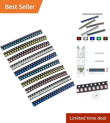 200-Piece Assorted 1206 SMD LED Diode Kit - 5 Vibrant Colors for DIY Projects
