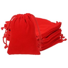 Velvet Bags with Drawstrings 4 x 5 Inch - 10 Pack, Red 