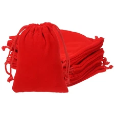 Velvet Bags with Drawstrings 4 x 5 Inch - (10 Pack, Red)