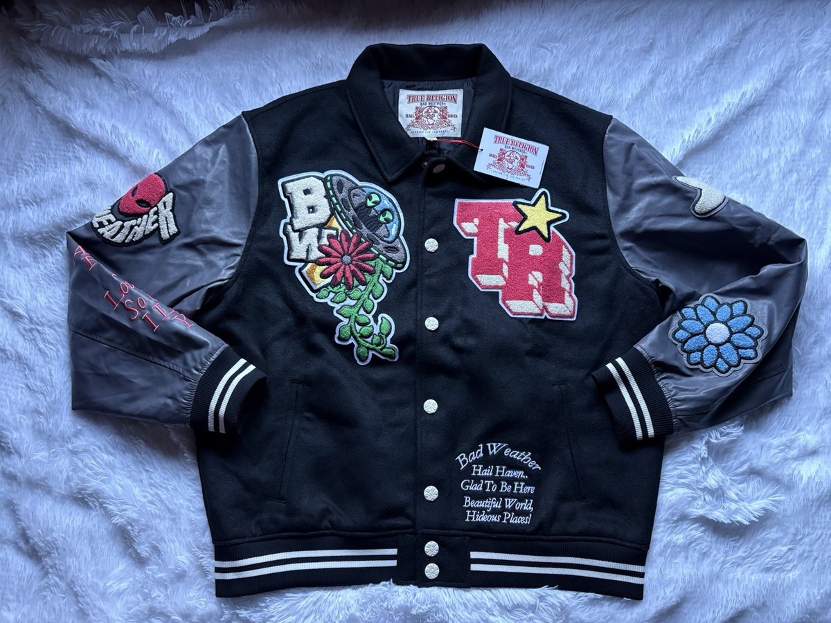 Rare True Religion x Chief Keef Bad Weather Varsity Jacket Black 
