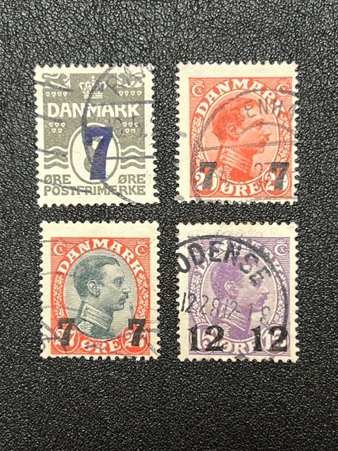Denmark 1926-27 Surcharges Group #181-184 Used 2M124A