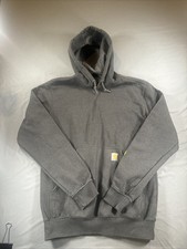 Carhartt Force Pullover Hoodie Gray Knit Logo Pockets Drawstring Men's Small 17