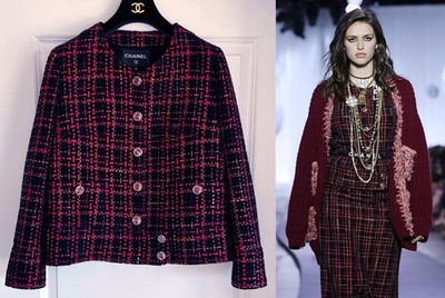 CHANEL 22A BLACK RED YELLOW TWEED RIBBON RUNWAY JACKET 38 | eBay