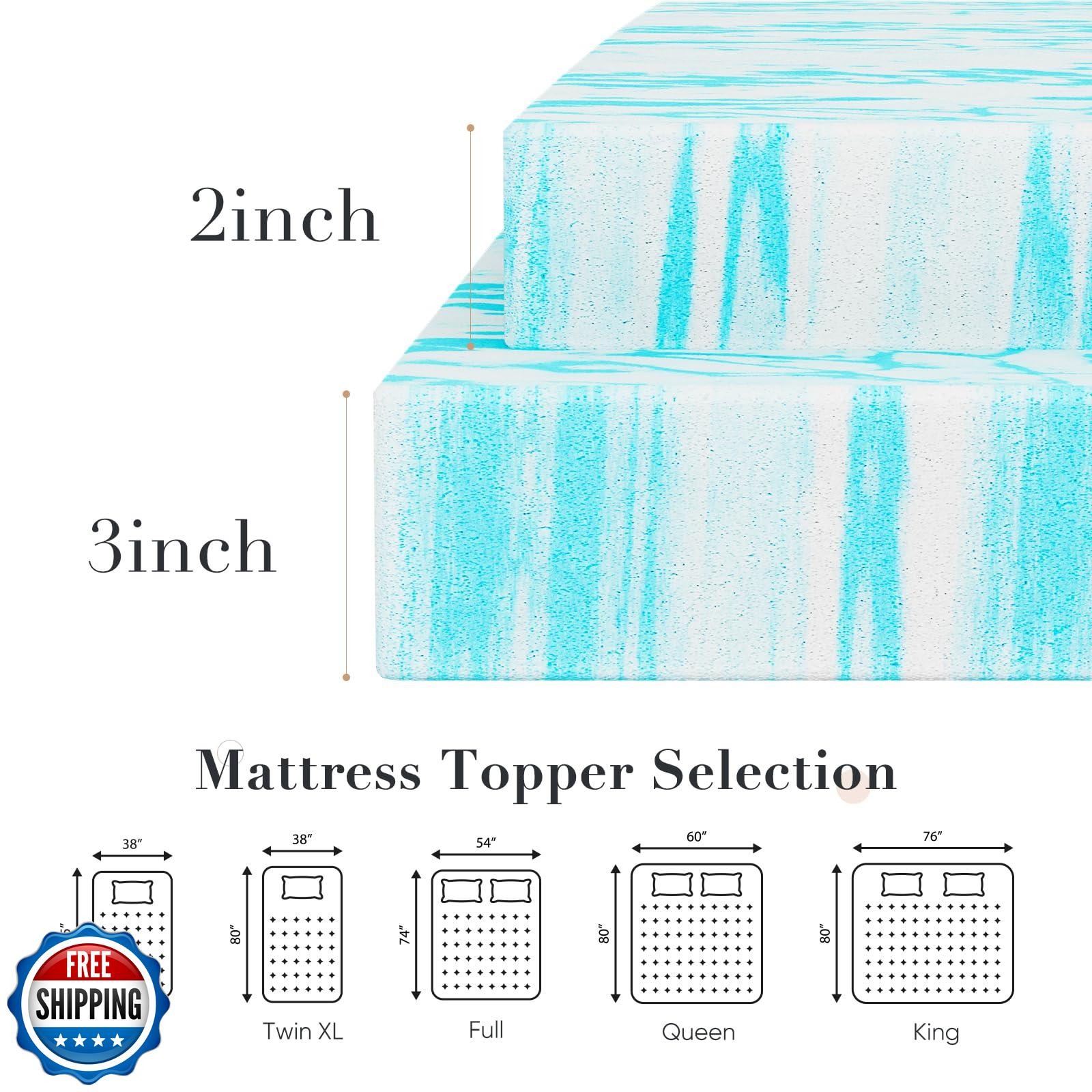 DUMOS Memory Foam Mattress Topper Full, 3 Inch Thick Gel Infused 