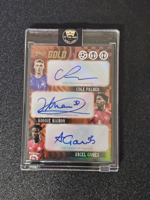 2024-25 Topps Gold Triple Auto Cole Palmer Kobbie Mainoo Angel Gomes Red /5