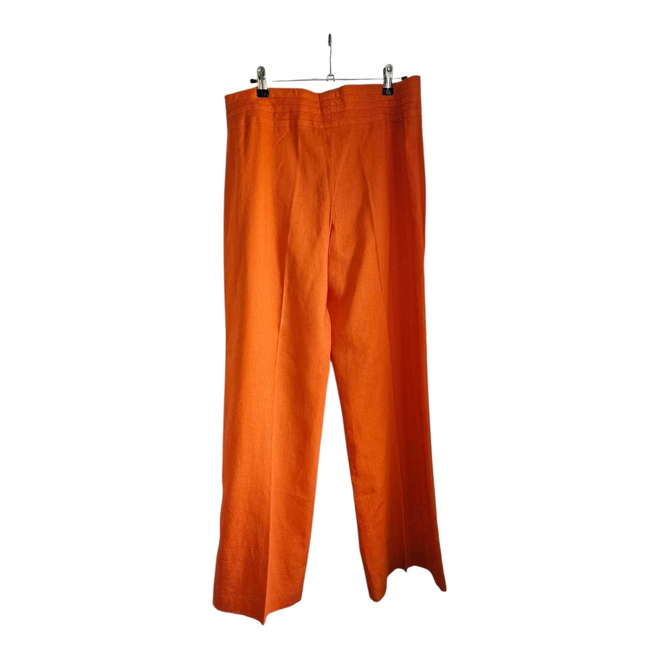 Pantalones de vestir Ashley Stewart para mujer 14W mezcla de lino naranja DEFECTO Foto 2 de 4