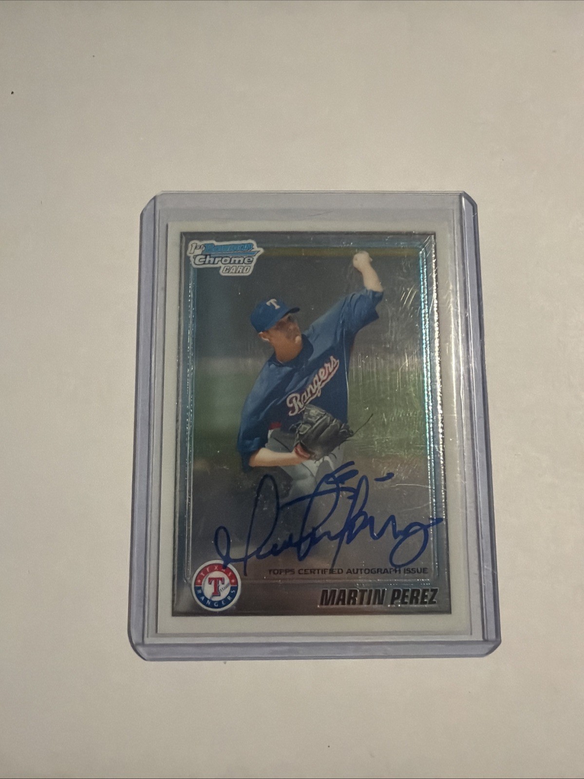 2010 MARTIN PEREZ BOWMAN CHROME AUTOGRAPHED AUTO ROOKIE CARD RC #BCP119 RANGERS