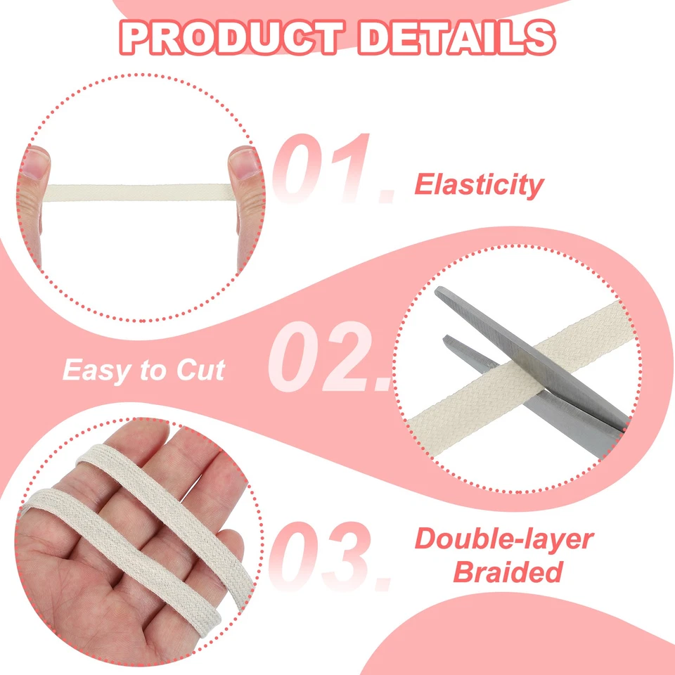 Cordón plano 10mm x 5Yd cuerda plana de repuesto con regla beige Foto 3 de 4