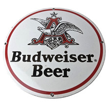Vintage Budweiser Beer Porcelain Sign - Adult Beverage Anheuser Busch Breweriana