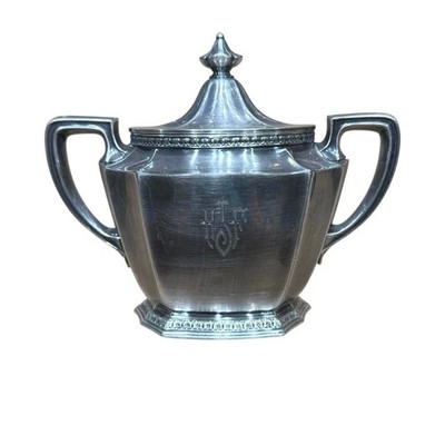 Antique 1915 Gorham Silverplate Covered Sugar Bowl Monogram Jones Los Angeles