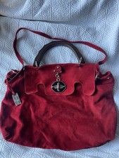 Borsa grande incrociata Prima Donna Made In Italy in pelle scamosciata rossa