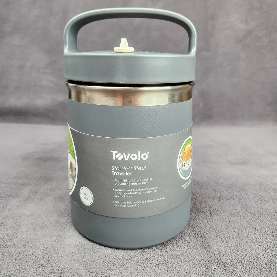 Tarro de comida para viajero de acero inoxidable Tovolo doble pared aislado sin BPA 2 cuartos Foto 2 de 4