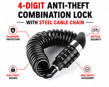 4 Digit Combination Bike Lock Anti Theft Steel Cable Chain Bicycle Security Code