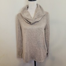 DKNY Cowl Neck Sweater Medium Beige Long Sleeve Soft Knit