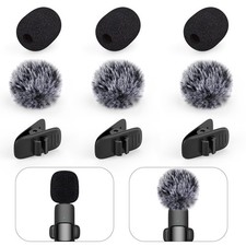 Microphone Cover Furry Windscreen Foam Cover Set for Lavalier Lapel Mic