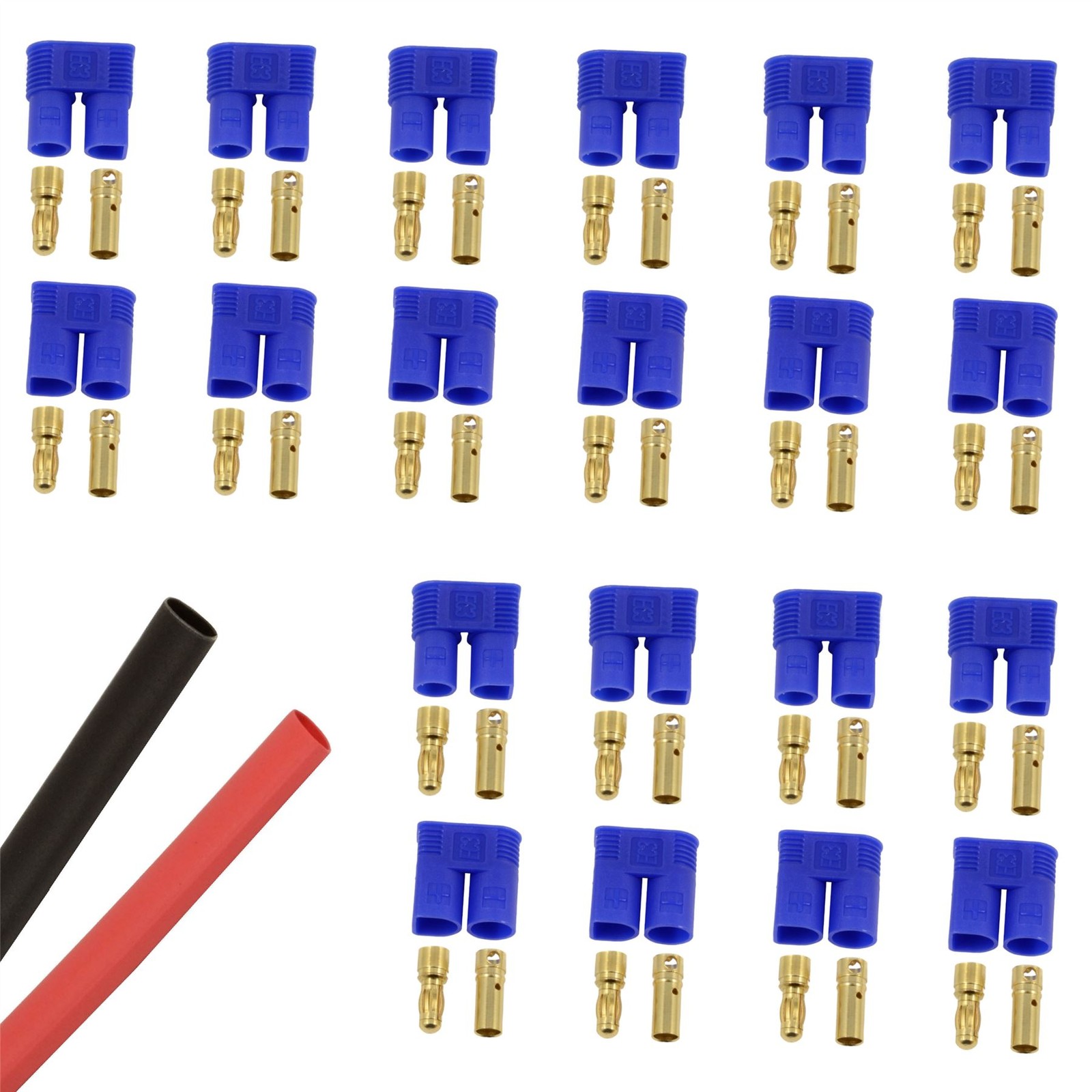 10 x PAIRS EC3 RC Lipo Battery Connector + Heat Shrink Helicopter