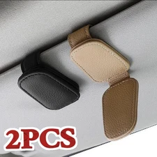 2X Magnetic Leather Sunglasses Holder for Car Sun Visor Eyeglass Hanger Clip USA