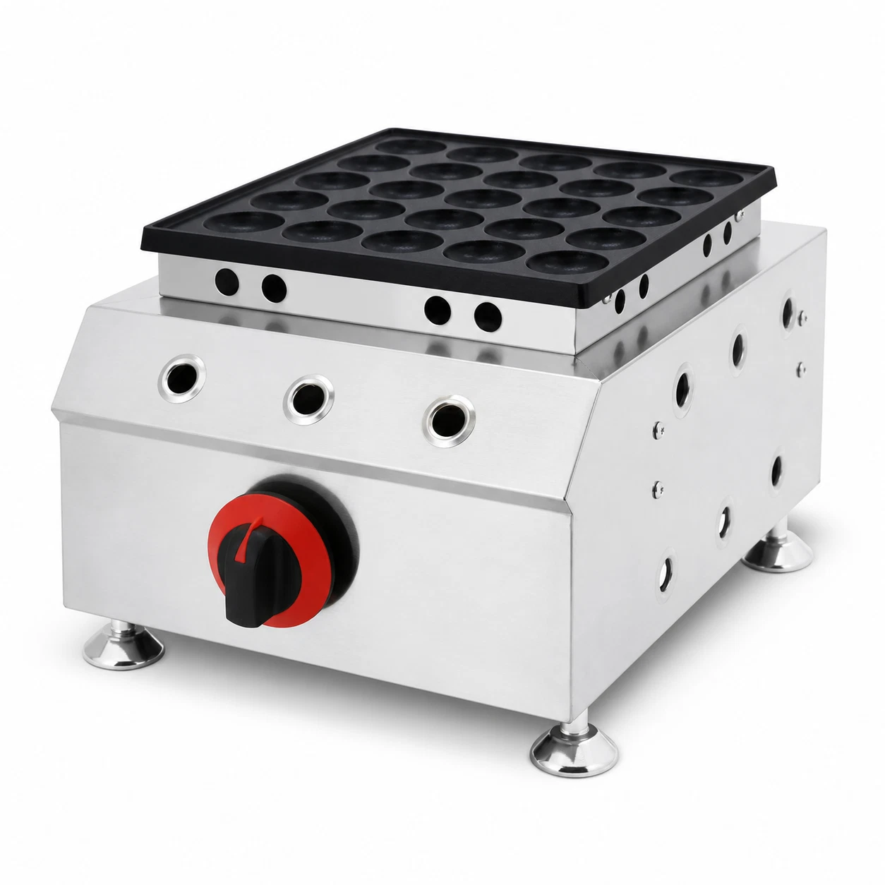 Commercial Gas Poffertjes Maker 25-Hole Dutch Mini Pancake Grill LPG