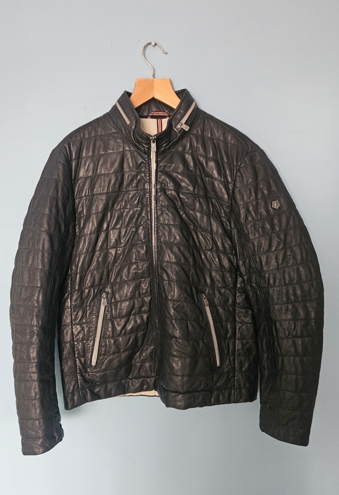 MILESTONE Tereno Men's Luxury Quilted Lamb Nappa Genuine Leather Jacket Size L52