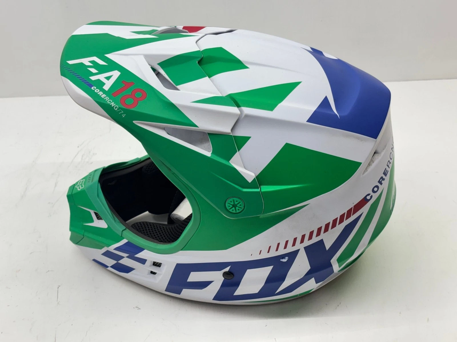 Fox Men's Helmet X Large White Blue Green XL Riding Head Protection Gear MX