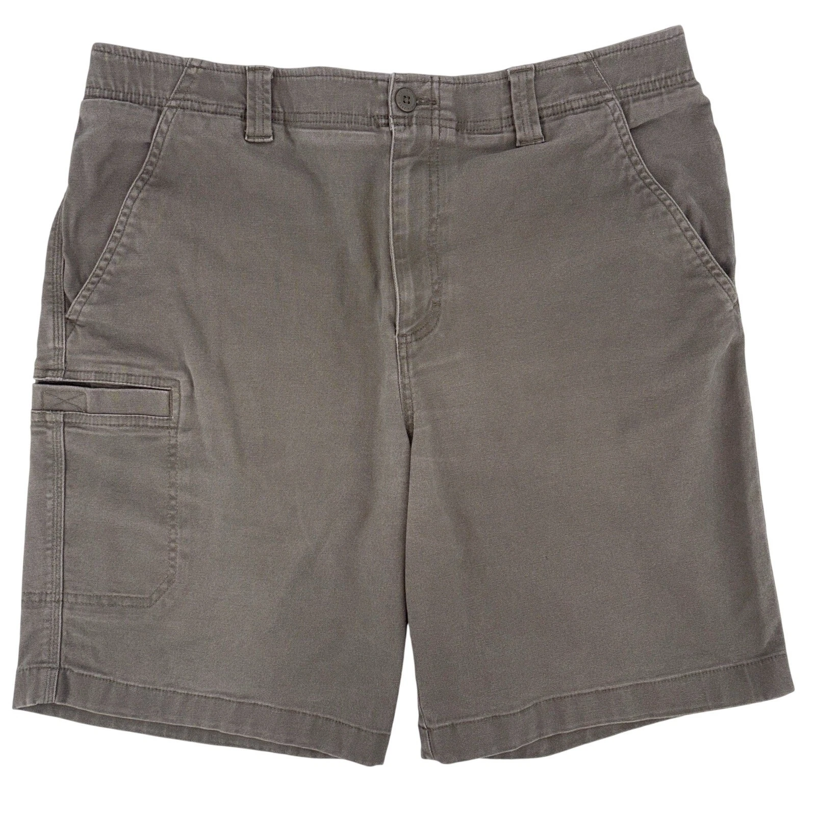 LL Bean Men's Cargo Shorts Size 34 Tan Cotton Canvas Elastic Waist Camp Outdoors
