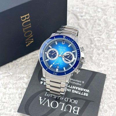 Bulova Marine Star 96B380 Blue Dial Stainless Steel Chronograph Men's Watch