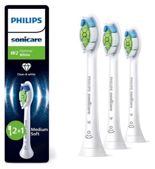 Philips Sonicare Replacement Toothbrush Brush Heads W2 Optimal White 2+1