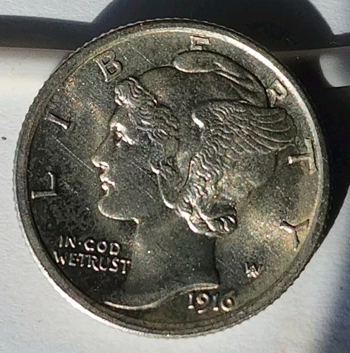 1916 Mercury Head Dime - BU Condition / Full Split Bands! See The Photos!