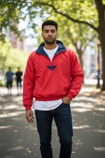 Vintage Roffe RED Gusto Windbreaker Pullover Apres Ski Jacket USA Made Men's M
