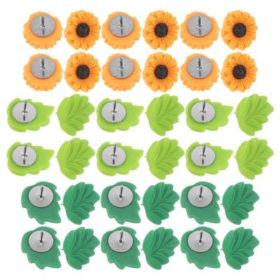  40 Pcs Blätter-Sonnenblumen-Pinnnadel Sonnenblumen-reißzwecken Pinnwandzubehör