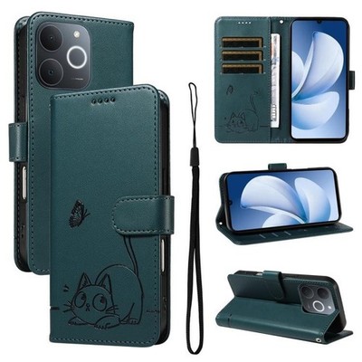 Für Realme C71 4G Indien entzückende Katze geprägtes Muster Flip Leder Handy Hülle