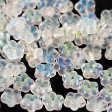 7mm Crystal AB Czech Daisy Flower Glass Beads 50