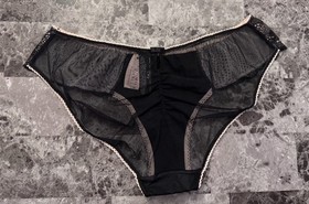 VICTORIA'S SECRET SEXY LITTLE THINGS M BLACK SMOOTH MESH KEYHOLE RARE PANTIES