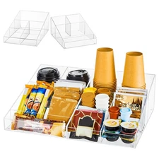 Acrylic Coffee Station Organizer 2pcs, Tea Condiment Storage, Countertop Bar ...