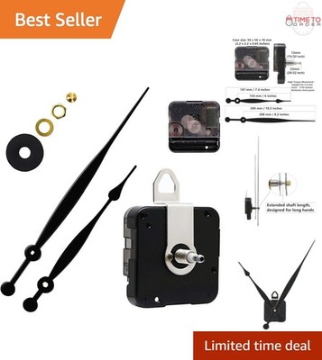 Quartz Wall Clock Movement Kit DIY Repair Parts 10.2 Inch Long Hands Black