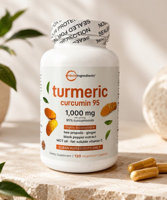 Micro Ingredients Turmeric Curcumin 1000mg 120 Veg Capsules w/ Ginger & Pepper
