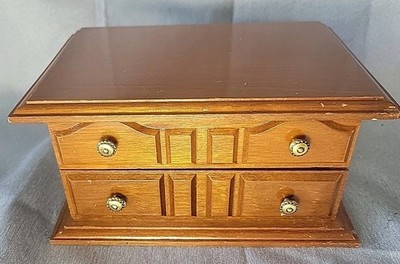 Vintage Wood Centurion Jewelry Box  Imports Taiwan Velvet Lined 1970 s
