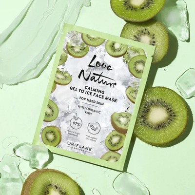 Oriflame Love Nature Calming Gel to Ice Face Mask with Organic Kiwi, 10 ml