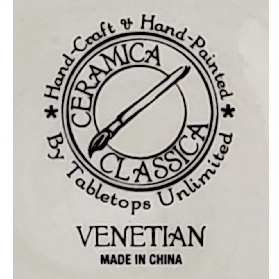 Discontinued Hand Painted Tabletops Unlimited Venetian Dinner Plate 11" - Image 4 of 4