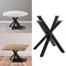 Industrial Black Metal Table Legs Cross X-Shaped Table Base Steel Legs Table
