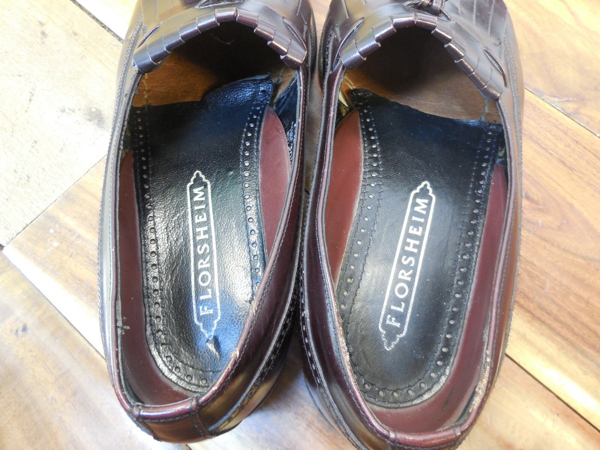 Florsheim Burgundy Leather Wingtip Kiltie Tassel Loafers 
