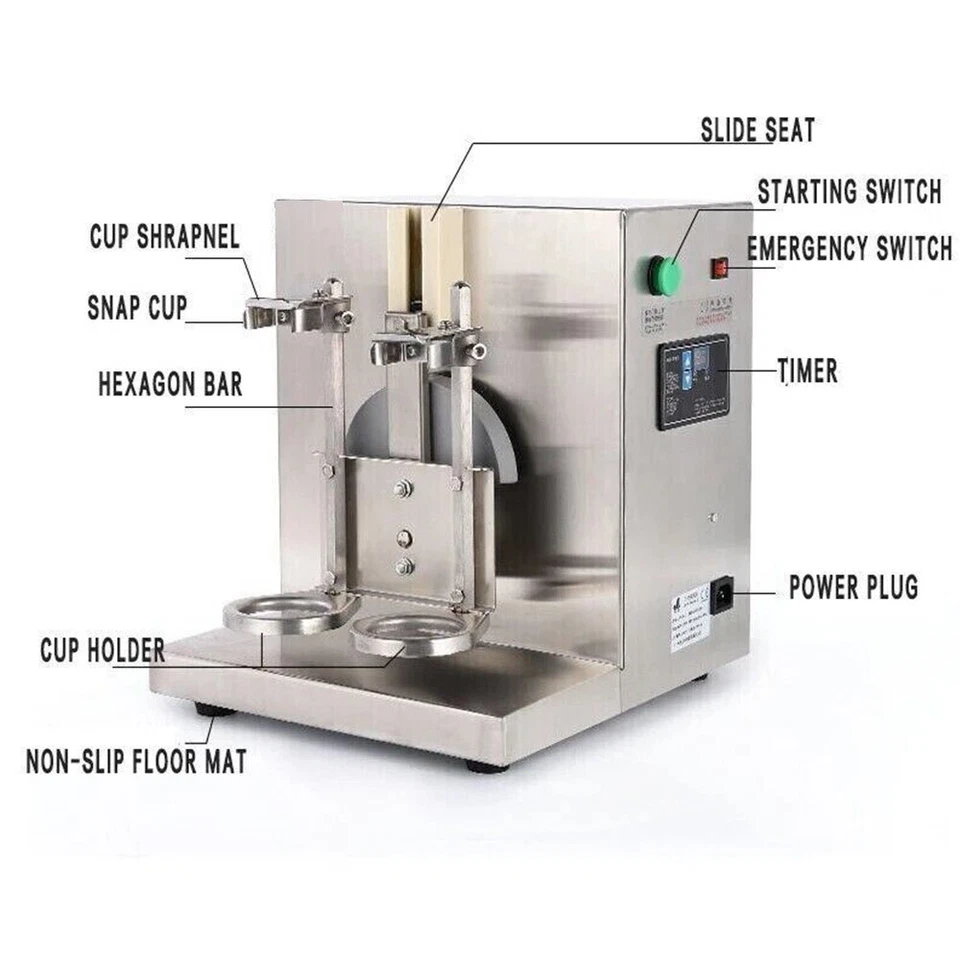 Mezclador de té con leche Boba burbuja 350-1000 ml mezclador de doble marco 120 W Foto 3 de 4