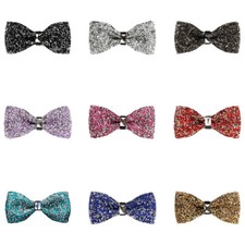 Men  s Glittery Crystal Pre-tied Bowties Shiny Wedding Party Business Bow Ties