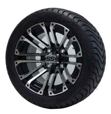 12'' Lancer Machined Wheel & 215/40-12'' DOT Golf Cart Tires - Set of 4